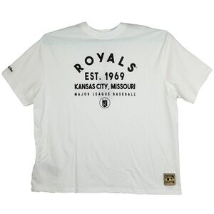 KC Royals Mitchell‎ & Ness MLB Womens Large Shirt Established 1969 Art White NWT